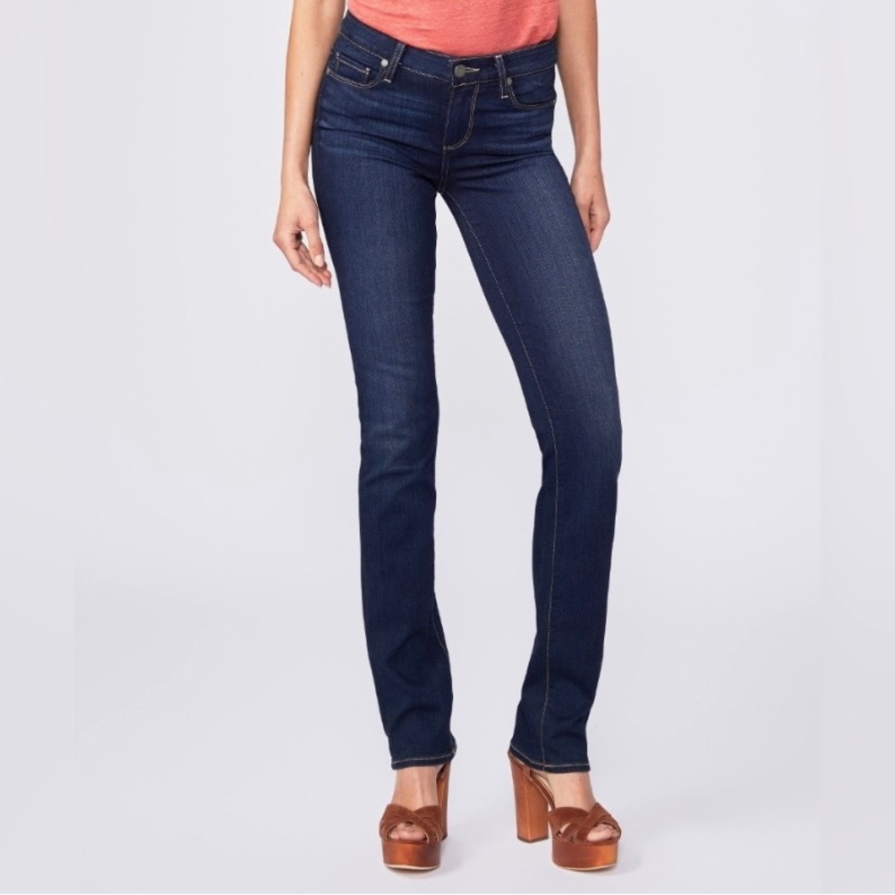 PAiGE Skyline Straight Jeans Medium Blue Wash Medium Rise Size US 27